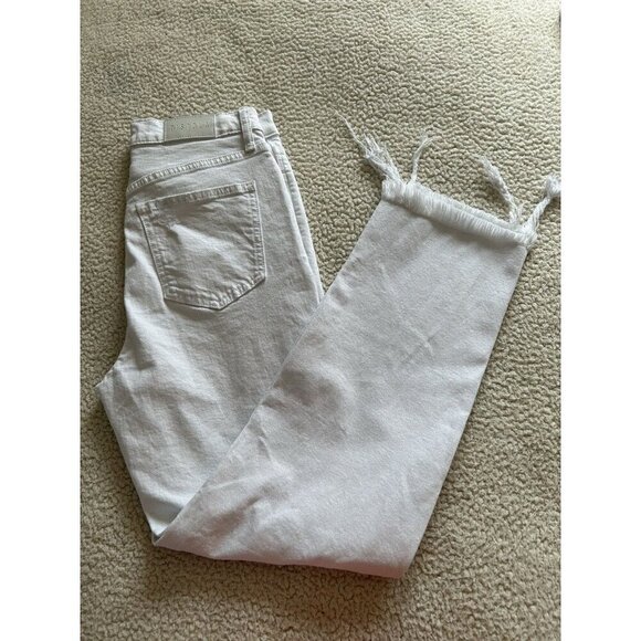 Pistola Charlie High Rise Classic Straight Ankle Deconstructed Optic White Sz 26 - Picture 8 of 13